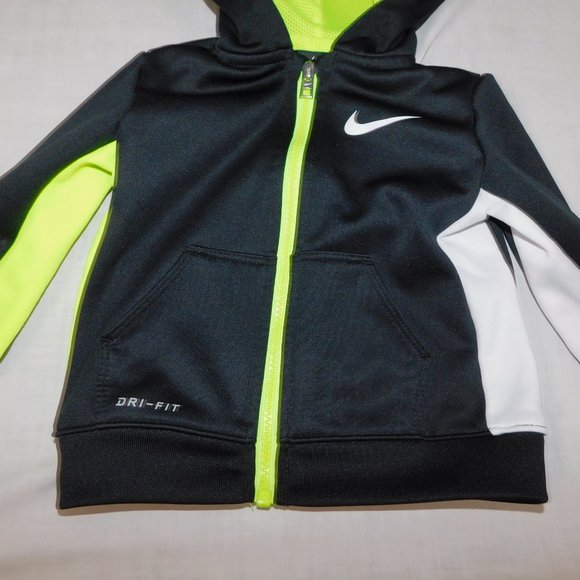Nike Black White Yellow Hooded Full Zip Track Jacket 18 months - Picture 3 of 7